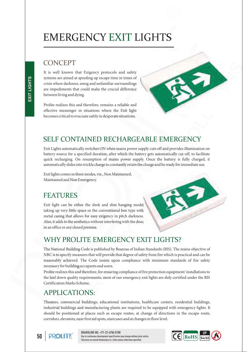 Emergency Exit Light LED E/M (SM) catalog page 3