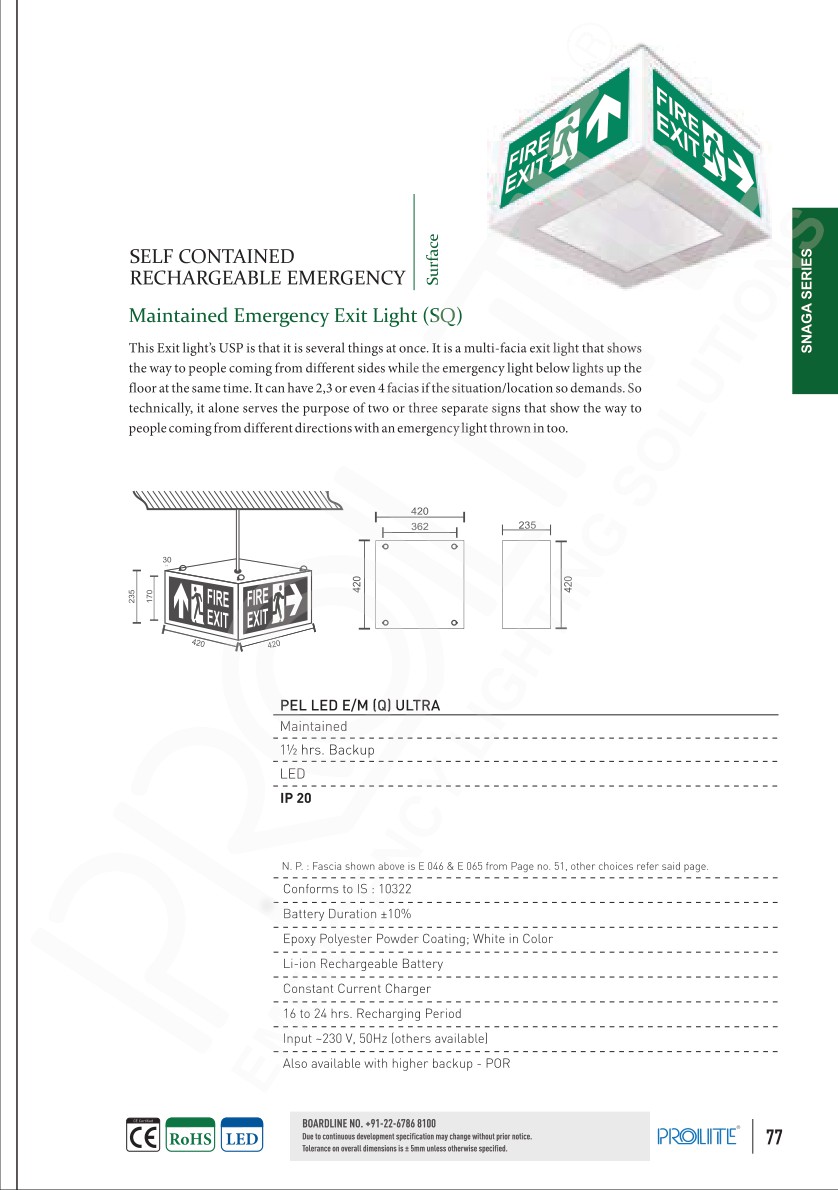 Emergency Exit Light LED E/M (Q) ULTRA catalog page 1