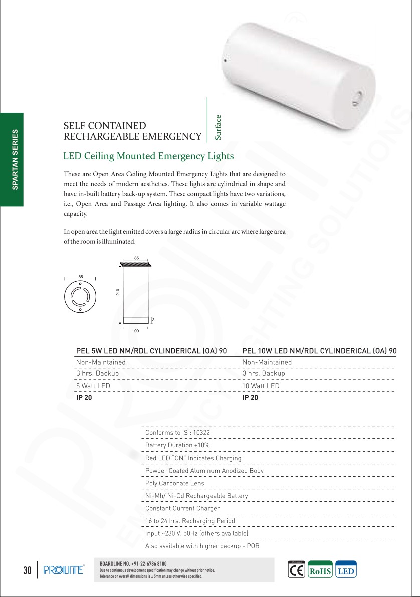 PEL 5W LED NM RDL CYLINDERICAL (OA) 90 catalog page 1